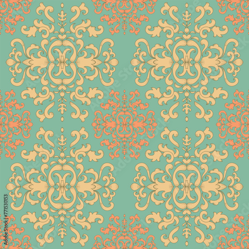 Seamless pattern with damask background