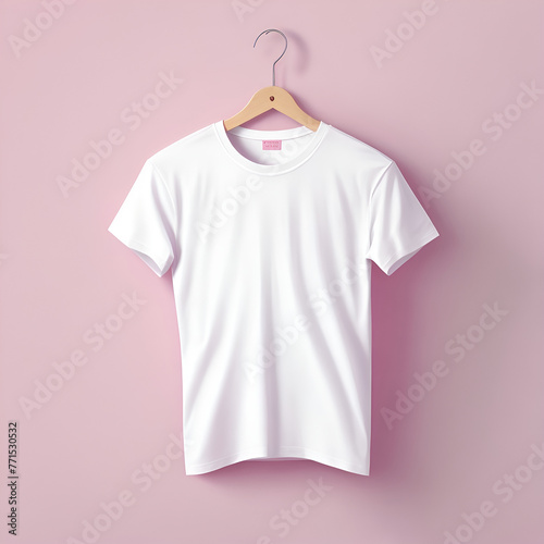 White T shirt mockup and pink background photo set of isolated white t-shirts 