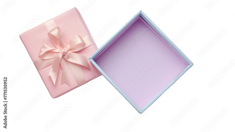 Gift box, open pink and blue and purple box for your gift cards, isolated on a white or transparent background Gift box, open pink and blue and purple box for your gift cards, isolated on a white or transparent background