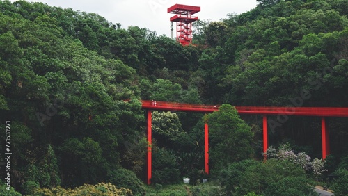 Stunning view of a bridge in Hongqiao Park in Guangming District of Shenzhen, China photo