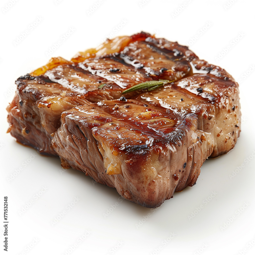 Steak on white background, meal, freshness, grilled, pork Steak on white background, meal, freshness, grilled, pork