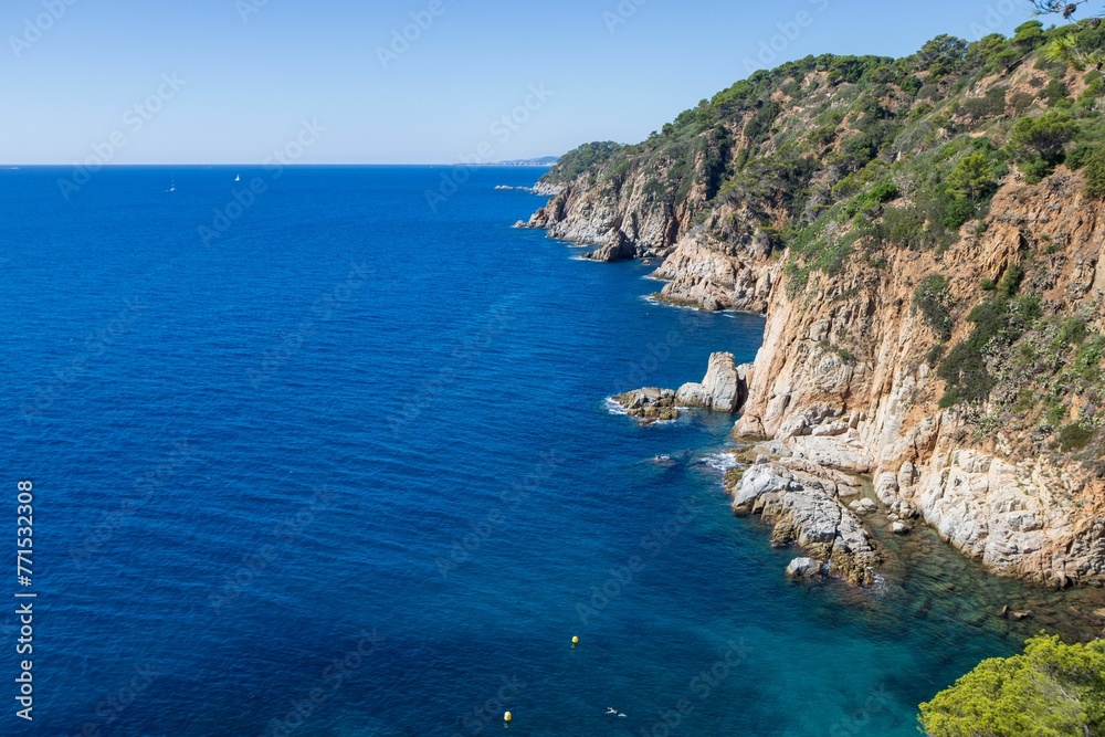 Scenic view of the coast of Costa Brava in Tossa de Mar, Catalonia, Spain
