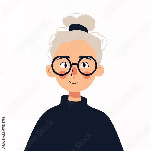 illustration of a old lady, old woman isolated on white background, isolated flat vector modern senior illustration