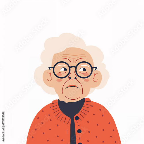 illustration of a old lady, old woman isolated on white background, isolated flat vector modern senior illustration photo