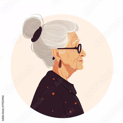 illustration of a old lady, old woman isolated on white background, isolated flat vector modern senior illustration photo