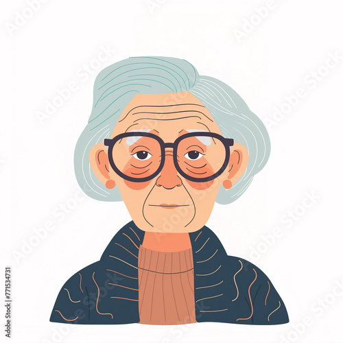 illustration of a old lady, old woman isolated on white background, isolated flat vector modern senior illustration