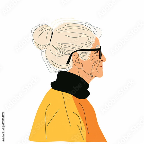 illustration of a old lady, old woman isolated on white background, isolated flat vector modern senior illustration