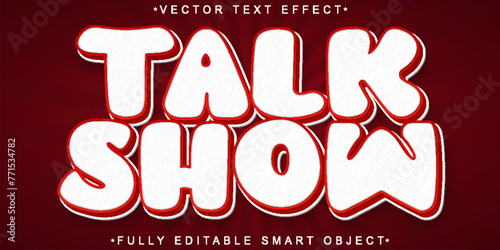 Cartoon Red Talk Show Vector Fully Editable Smart Object Text Effect