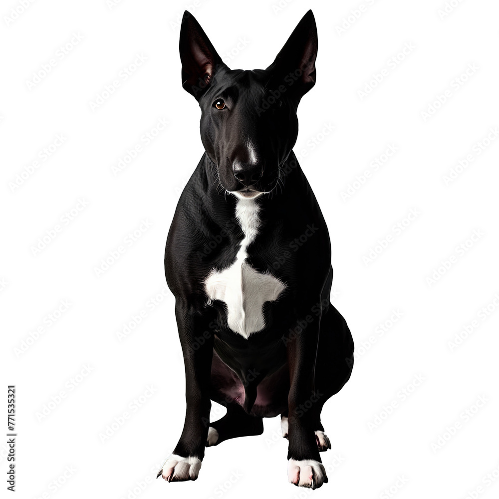 Silhouette of Bull Terrier Dog isolated on transparent background