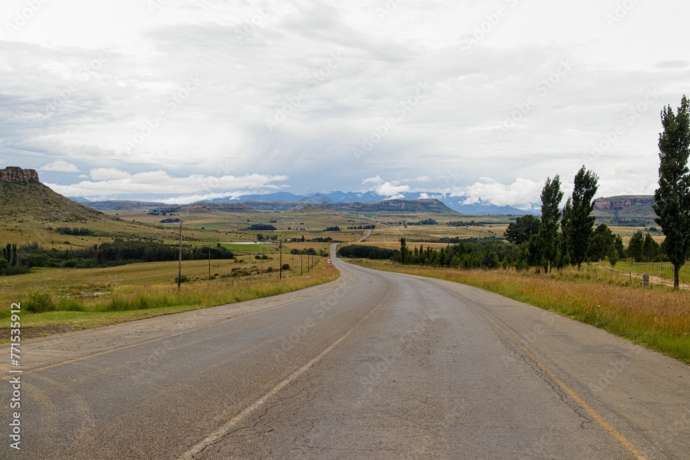 Winding road landscape between the towns of Clarens and Fouriesburg in Free State, South Africa Winding road landscape between the towns of Clarens and Fouriesburg in Free State, South Africa