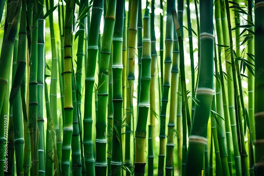 An up close view of a vibrant, verdant bamboo grove An up close view of a vibrant, verdant bamboo grove