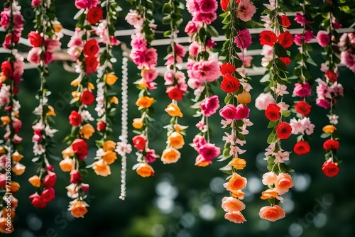 Artificial Floral Garlands suspended from a hook