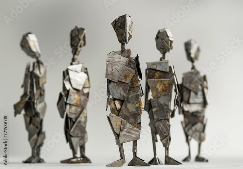 Figures made by joining small metal plates together photo