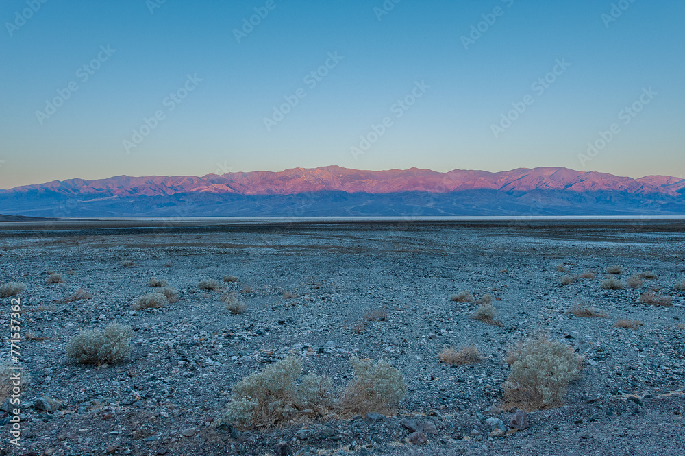 Dawn at Badwater Basin in Death Valley, the lowest point in US at 86 ...