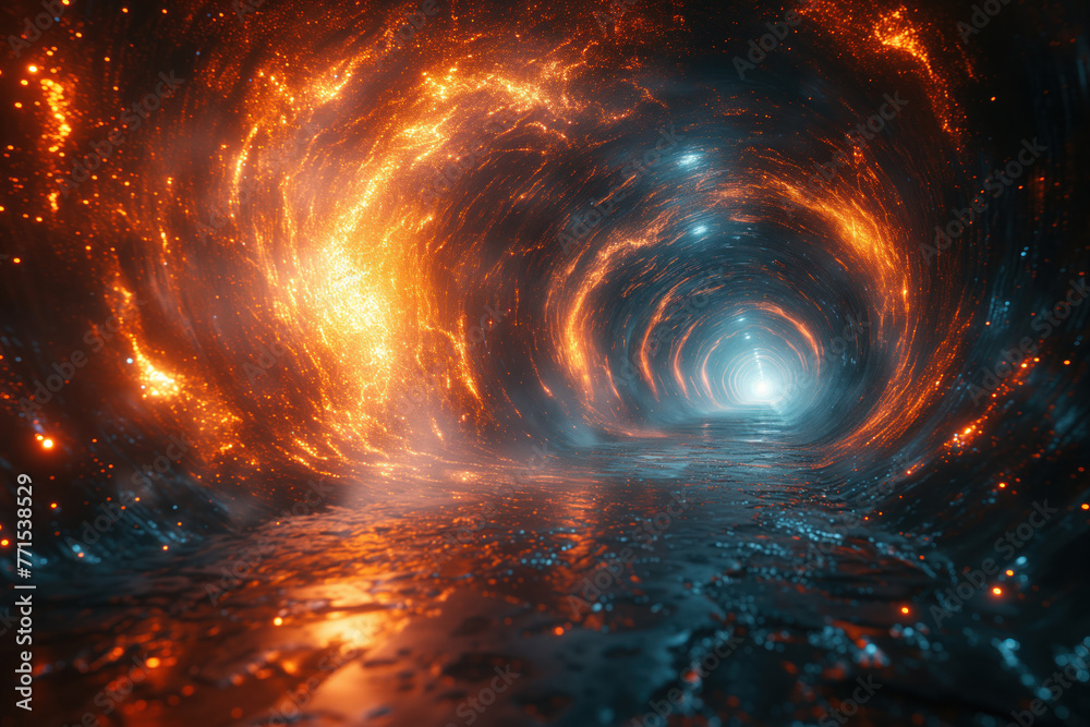 Fototapeta premium Cosmic gateway digital time quantum tunnel serves as space gate for travel in space AI Generative