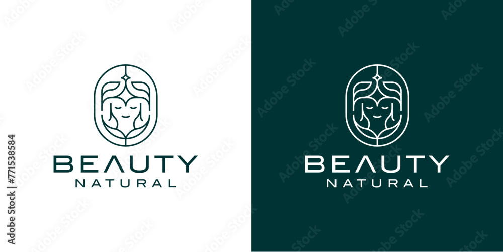 Luxury Beauty Woman Vector Logo , Elegant Beauty Floral Vector