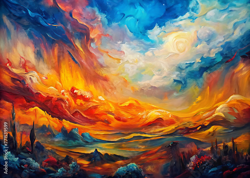 Hand-Drawn Aesthetic  Abstract Oil Painting Style Background.