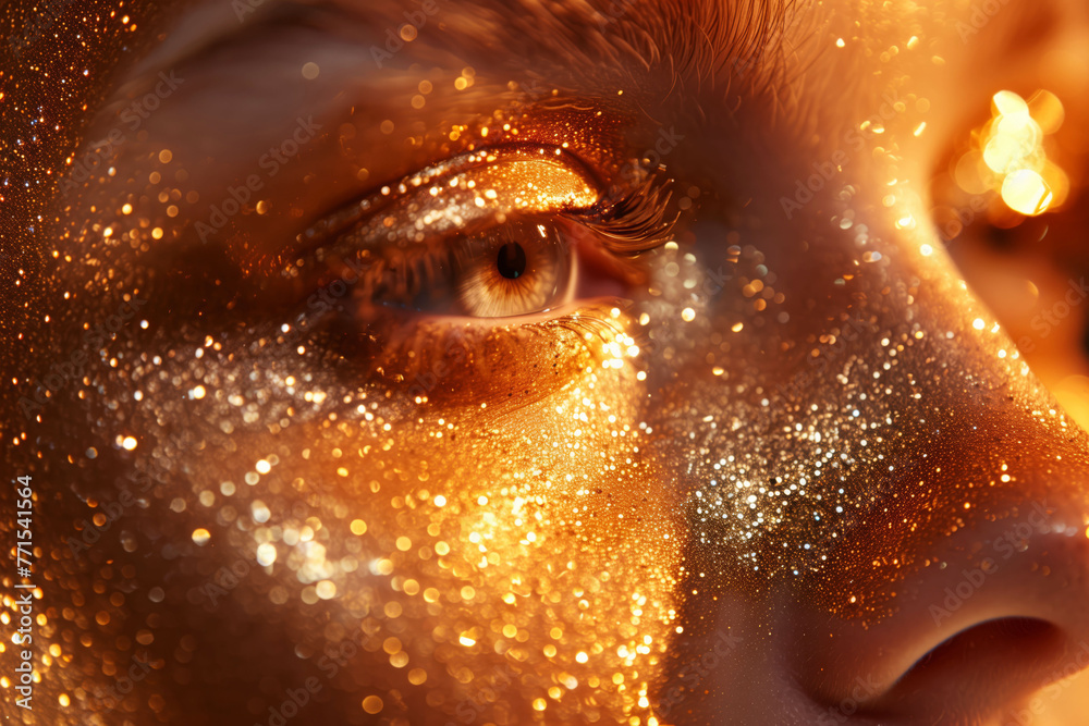 Dazzling Depths of Gold, A Sea of Sparkles for Elegant Designs, Golden Eyes