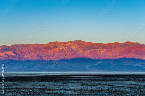 Dawn at Badwater Basin in Death Valley, the lowest point in US at 86 meter below sea level. Death Valley National Park, CA is the hottest place on earth with a temperature of 56,7 °C recorded in 1913.