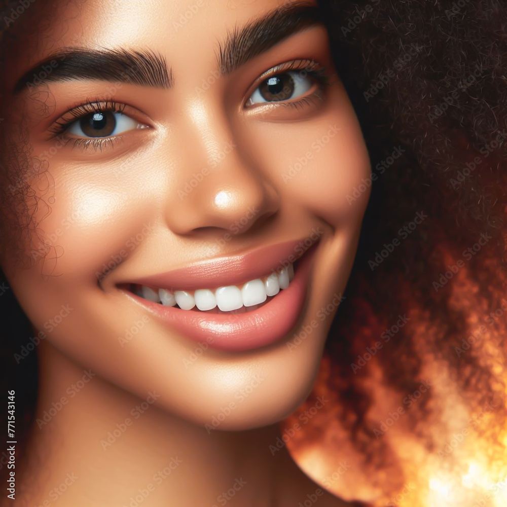 Portrait of beautiful woman laughing with very serene look. AI generated Portrait of beautiful woman laughing with very serene look. AI generated