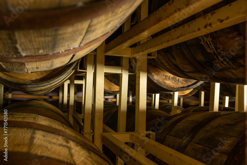 Stack of bourbon barrels 