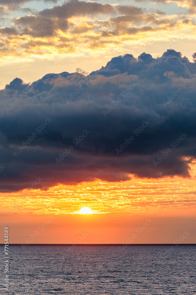 Sunrise over Mediterranean Sea, Barcelona, Spain, Europe Sunrise over Mediterranean Sea, Barcelona, Spain, Europe