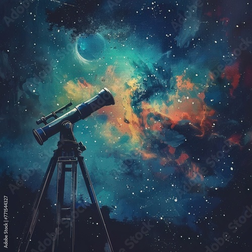A telescope pointing towards the stars, symbolizing vision, exploration, and the pursuit of the unknown