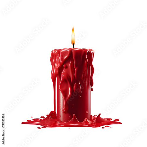 Red burning candle  on Transparent Background. Ai generated 