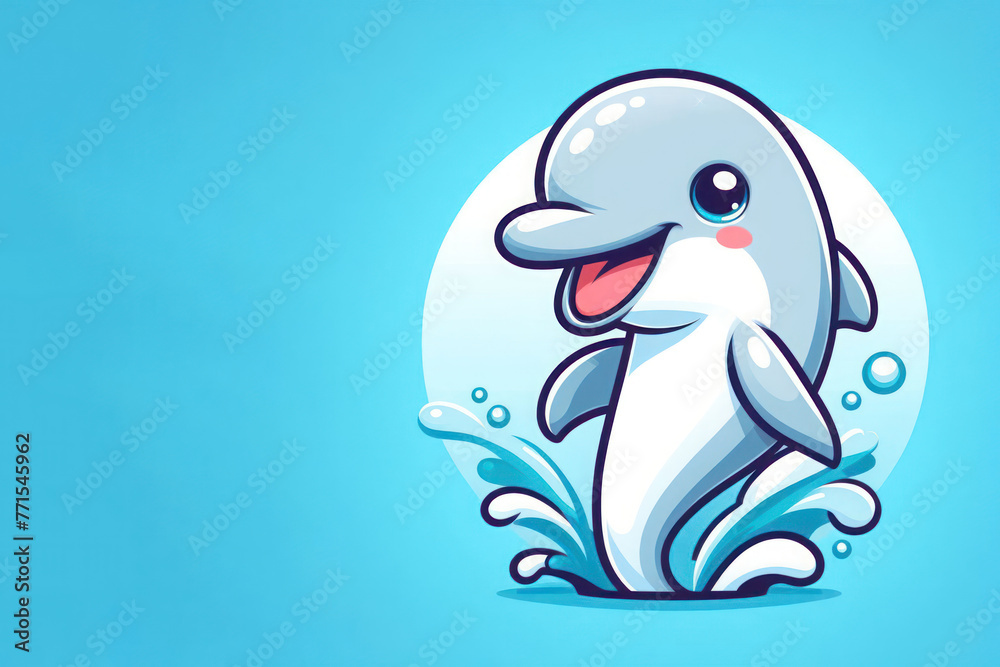 Obraz premium Cheerful dolphin. Space for text.