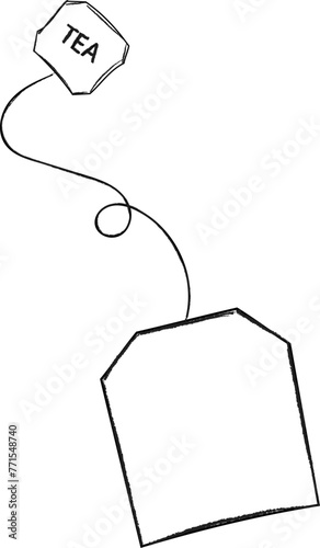 A vector illustration depicting the contours of a tea bag on a white background, serving as a template or blank for various designs
