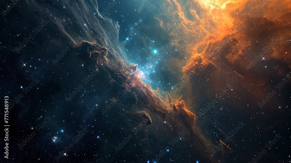 Obraz premium A vibrant and detailed image of a galactic core, showcasing the colorful beauty of a nebula's gas and dust clouds.