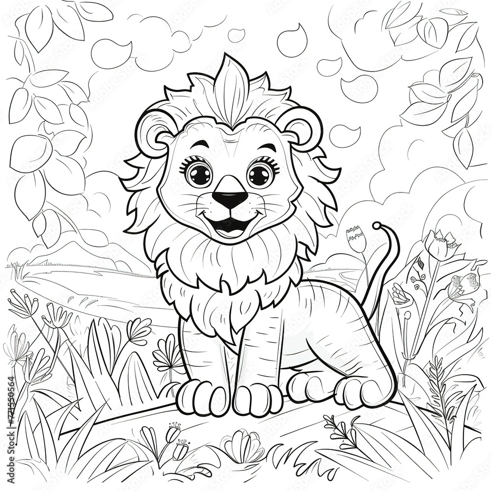 Coloring Book lion cub and a hedgehog Coloring Book lion cub and a hedgehog