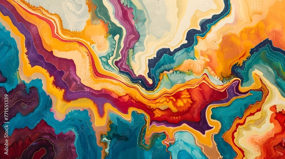 Captivating Abstract Color Patterns in Fluid Composition