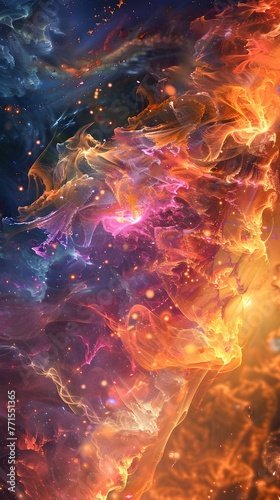Captivating Celestial Inferno An Ethereal Cosmic Explosion of Color and Light