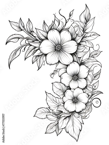 Floral Corner Border hand drawing and sketch smoothly outline shape coloring page ai generated