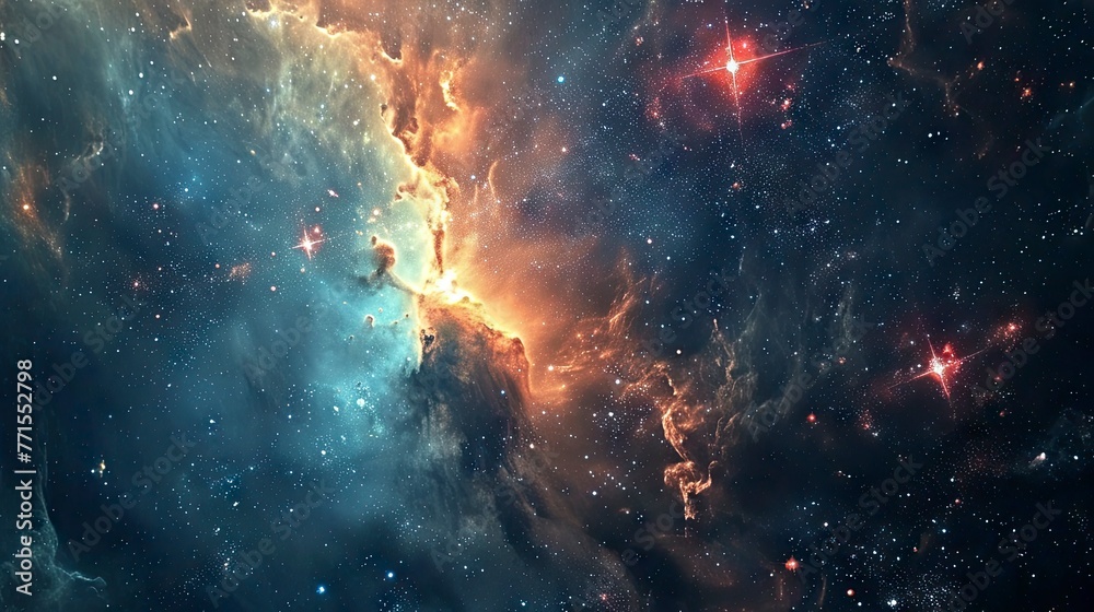 Obraz premium A vibrant and detailed image of a galactic core, showcasing the colorful beauty of a nebula's gas and dust clouds.