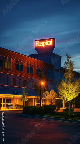 Hospital facade - Hospital sign - Emergency (ID: 771553974)