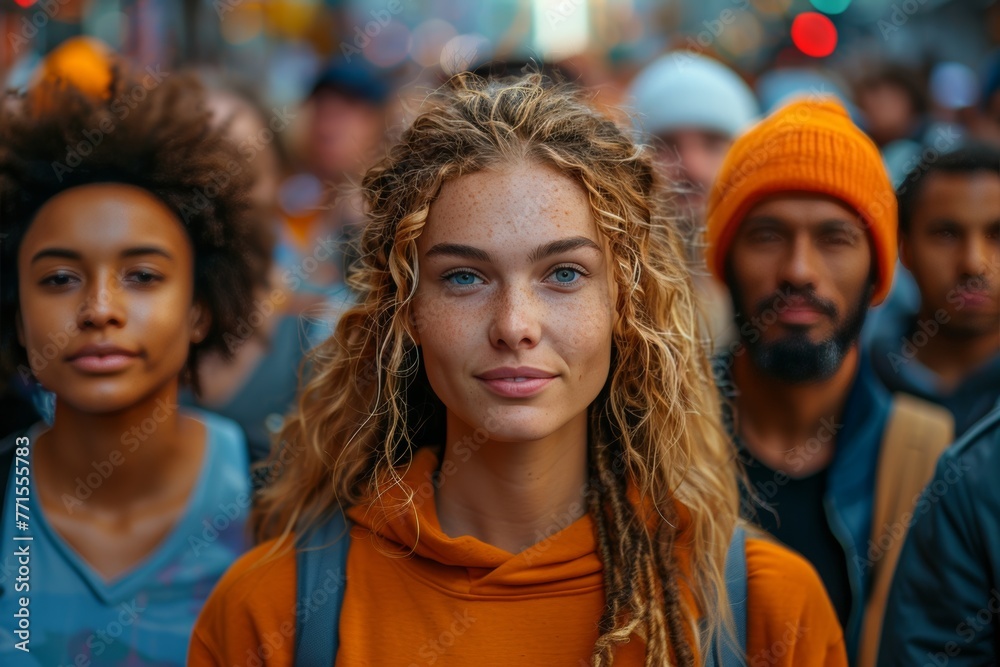 Vibrant urban scene: multicultural people celebrating life together