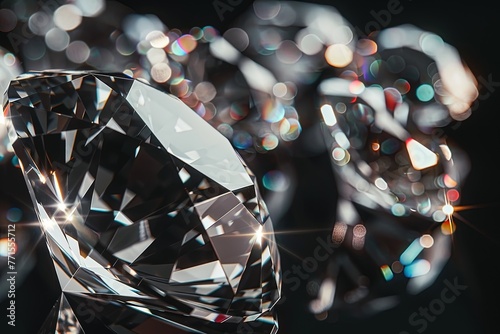 Sparkling Dimensions: Hyper-Realistic Diamond Variations on Black