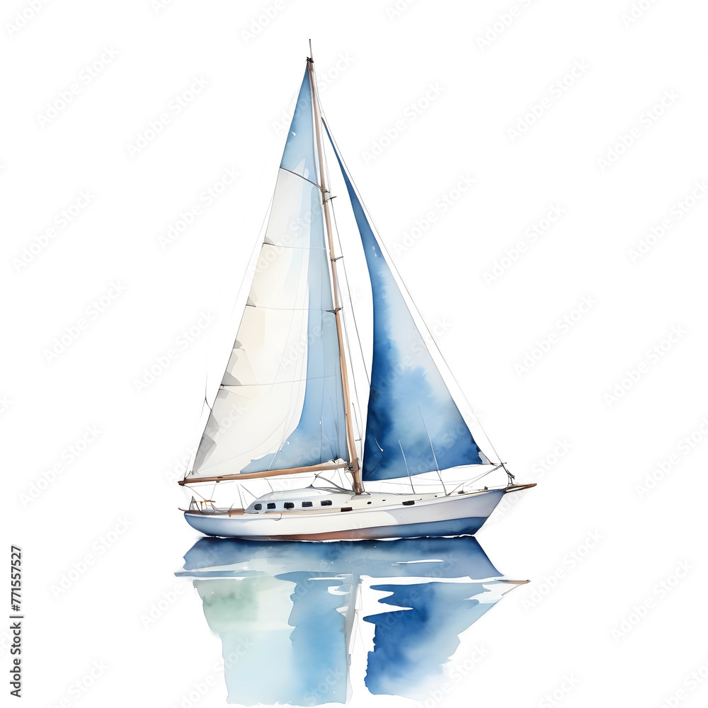 sailboat watercolor illustration isolated transparent background