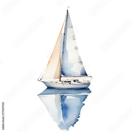 sailboat watercolor illustration isolated transparent background