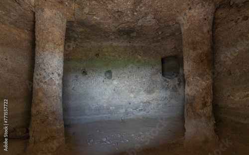 domus de janas and necropolis of santu pedru ancient nuragic tombs in alghero north sardinia. photo