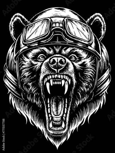 Design of a bear head motorcycle rider. photo