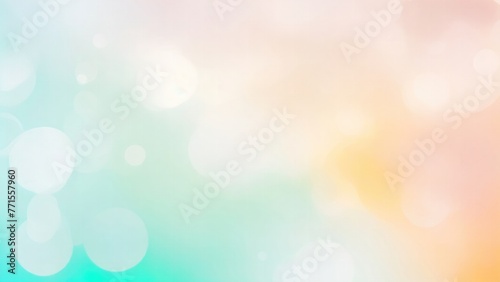 Blurred Blue mint green, peach orange and white silver colors bokeh background