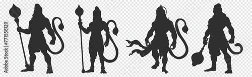 Hanuman, Silhouette, Jay Shri Ram, Lord Hanuman for, happy Hanuman Jayanti,black, vector Hanuman Silhouette. of Hindu god Hanuman playing Shell, Very Powerful Lord Hanuman Indian Festival, Ram Navami.