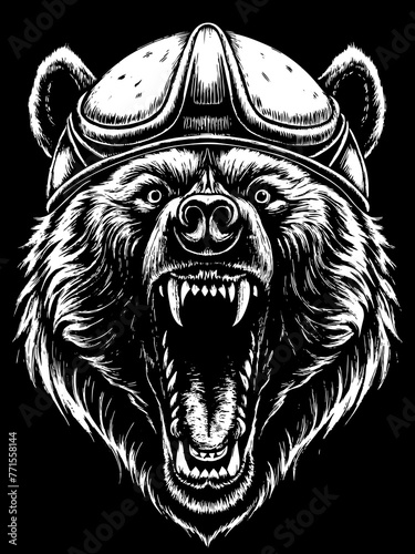 Design of a bear head motorcycle rider. photo