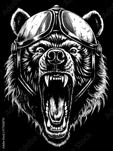 Design of a bear head motorcycle rider.