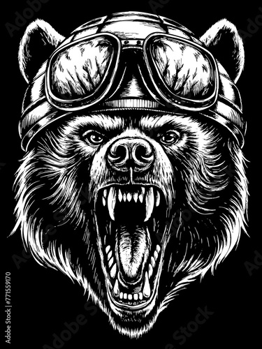 Design of a bear head motorcycle rider. photo