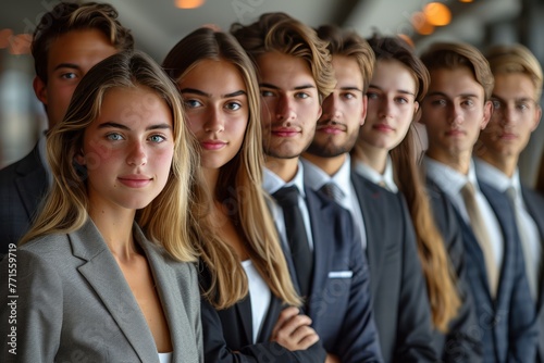 Unified Vision: Leaders demonstrate collective purpose and determination in an office environment photo