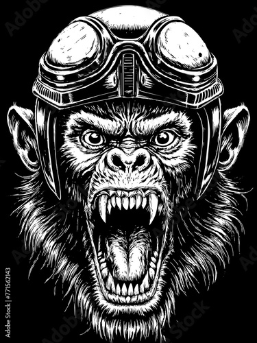 Design of monkey head motorcycle rider. photo